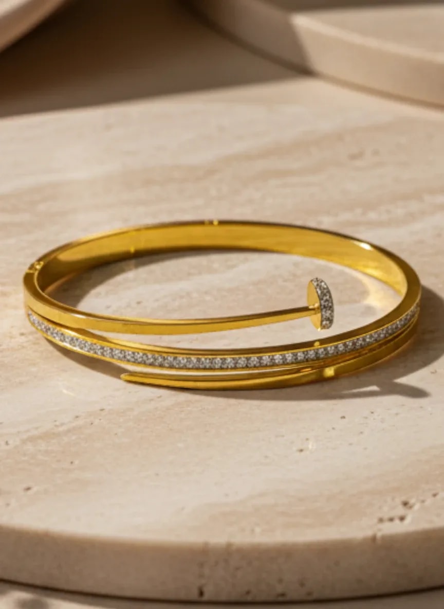 Gold-Tone Open Cuff Bracelet with Rhinestone Accent jewellery