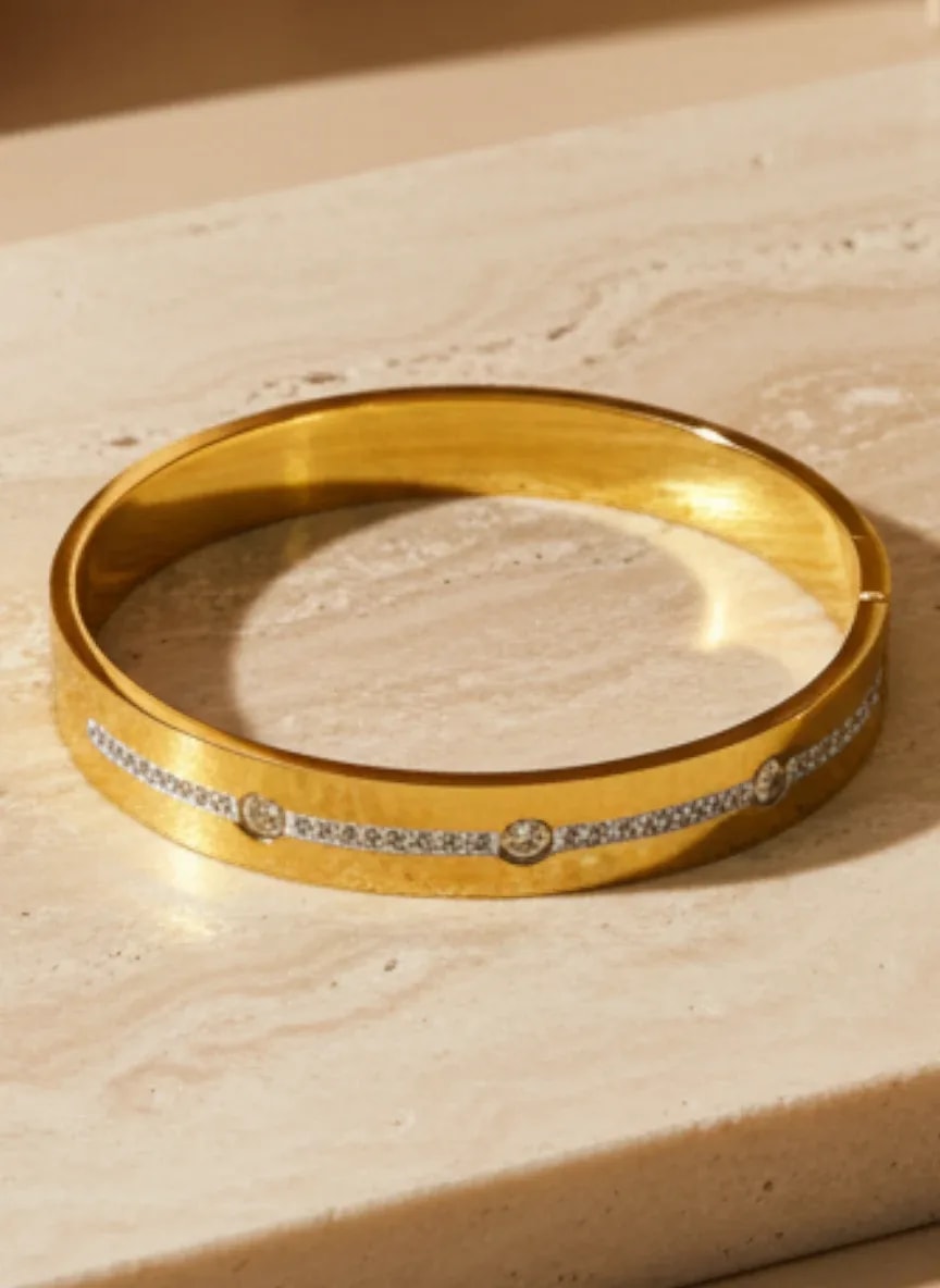 Gold-Tone Crystal Line Bangle Bracelet jewellery