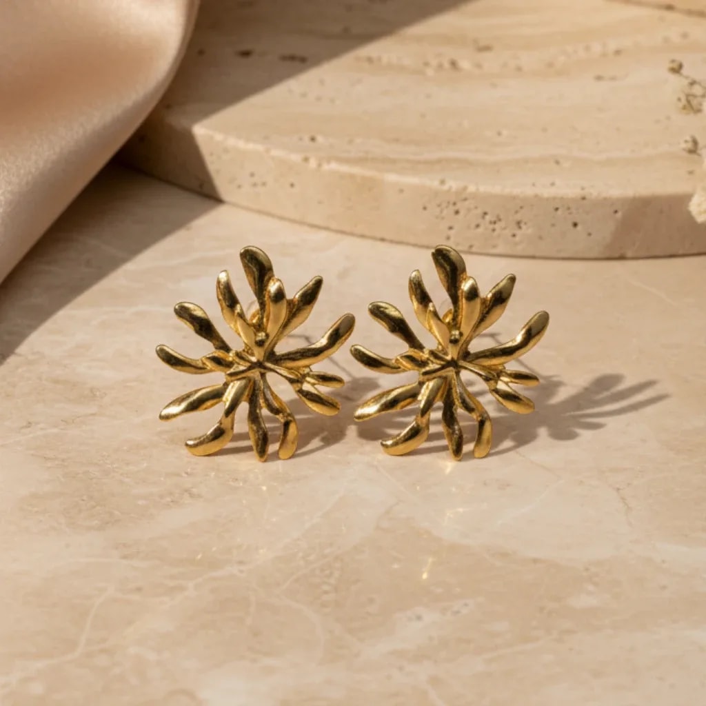 Gold-Tone Floral Starburst Stud Earrings jewellery