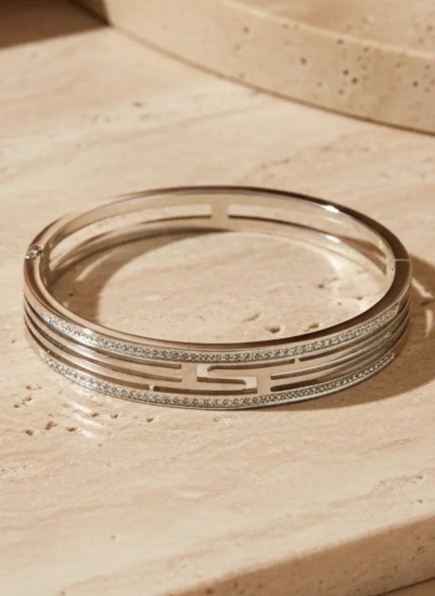 Silver-Tone Geometric Stack Bracelet jewellery