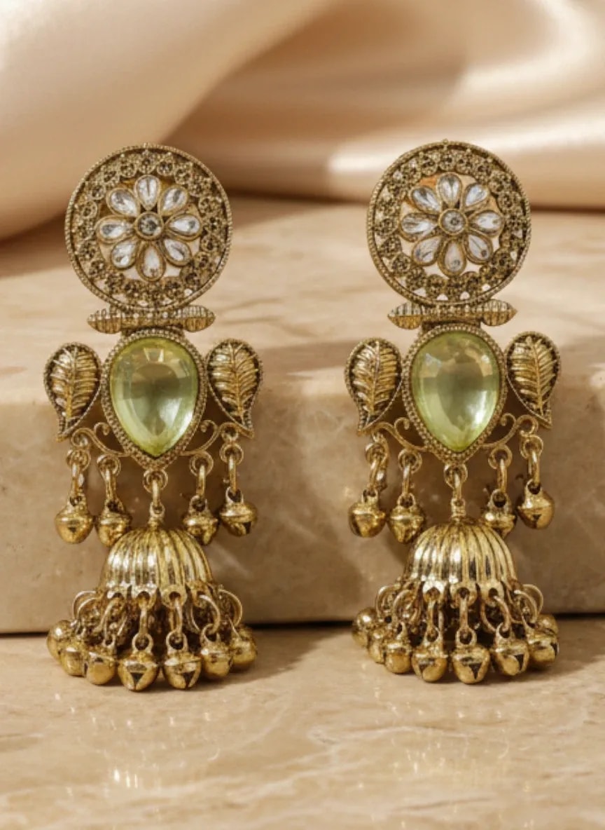 Kashmiri Style Gold-Tone Statement Earrings jewellery