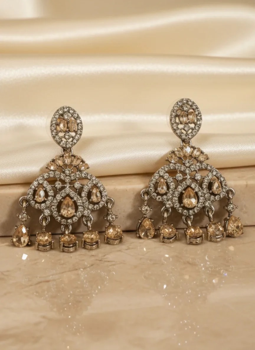 Kashmiri Style Chandbali Earrings jewellery