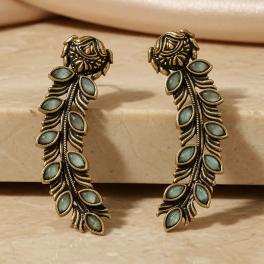 Antique Gold Leaf Dangle Earrings jewellery