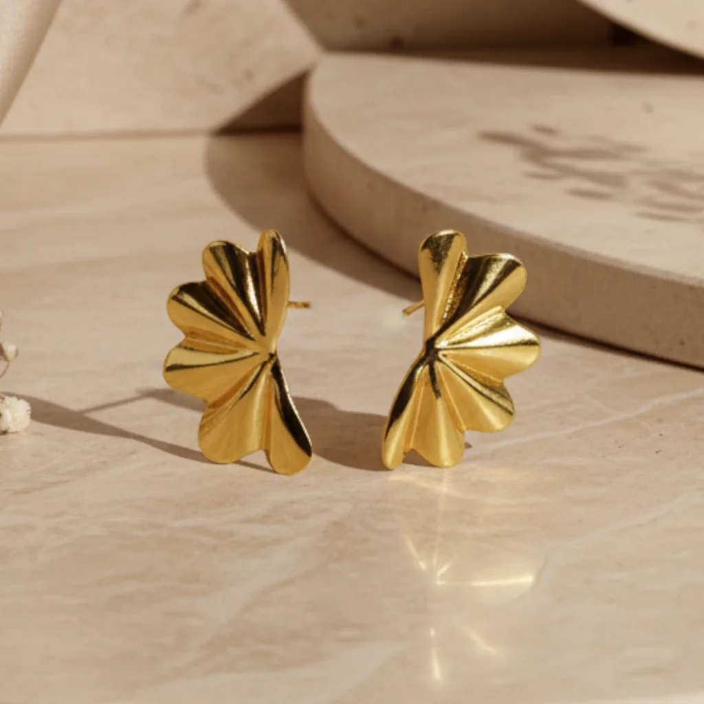 Gold-Tone Floral Fan Stud Earrings jewellery