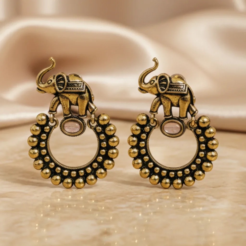 Elephant Motif Traditional Earrings jewellery