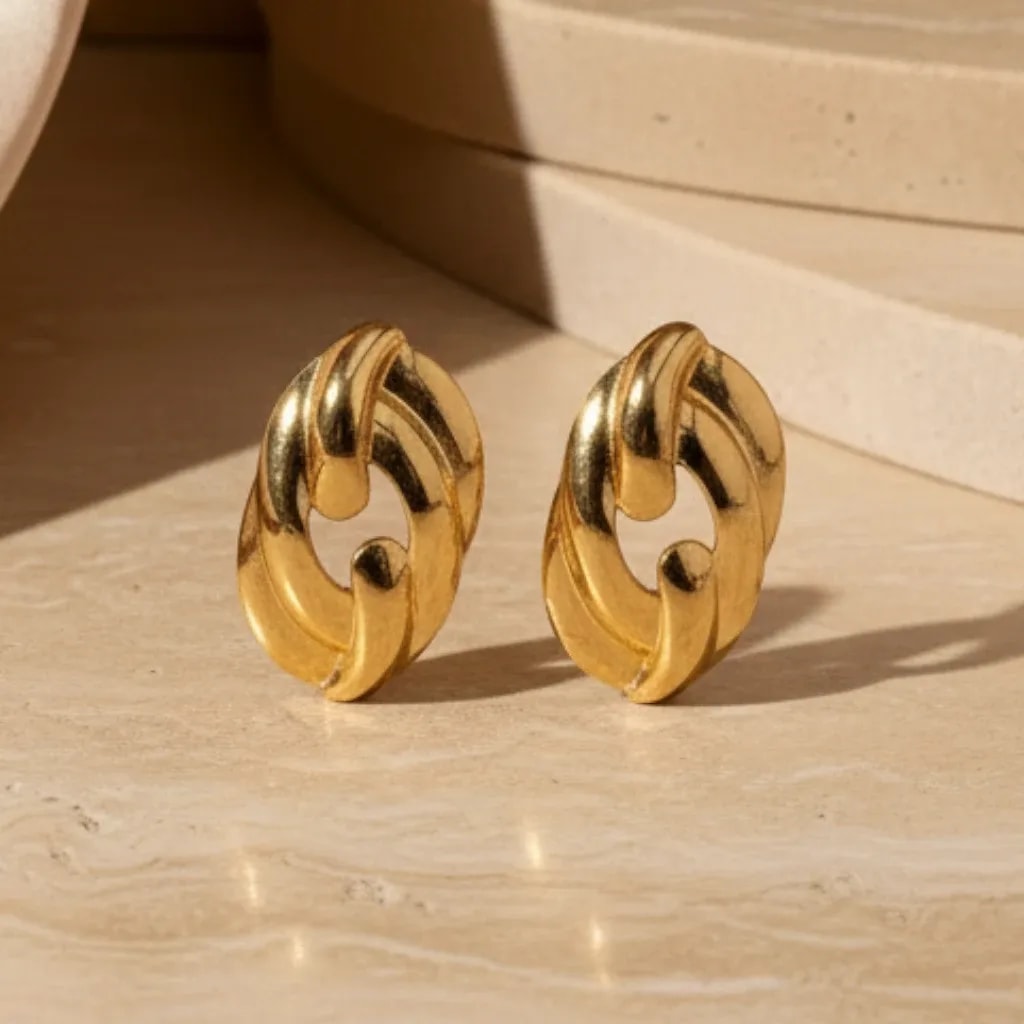 Gold-Tone Chain Link Hoop Earrings jewellery