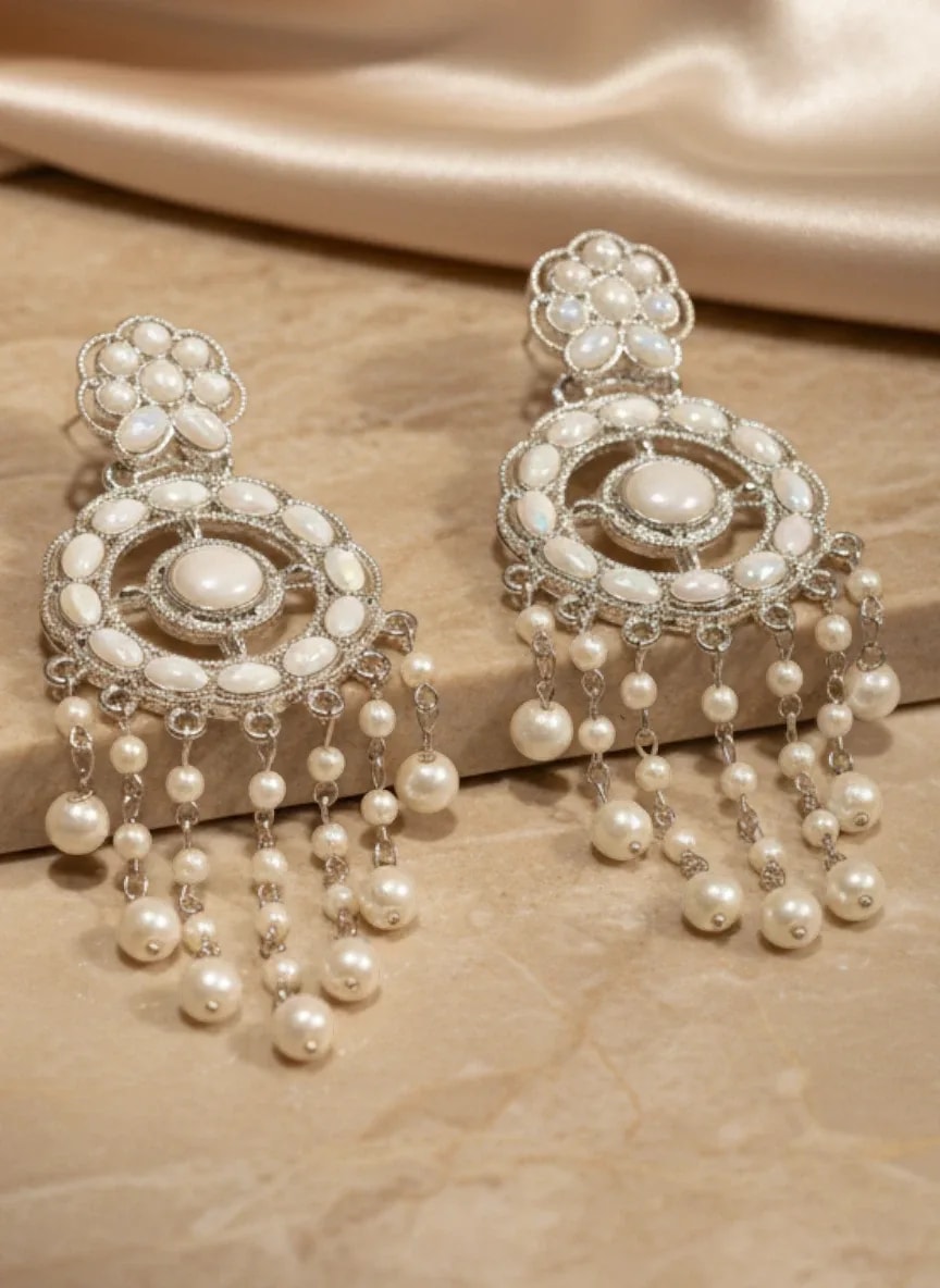 Pearl Drop Circular Statement Earrings jewellery
