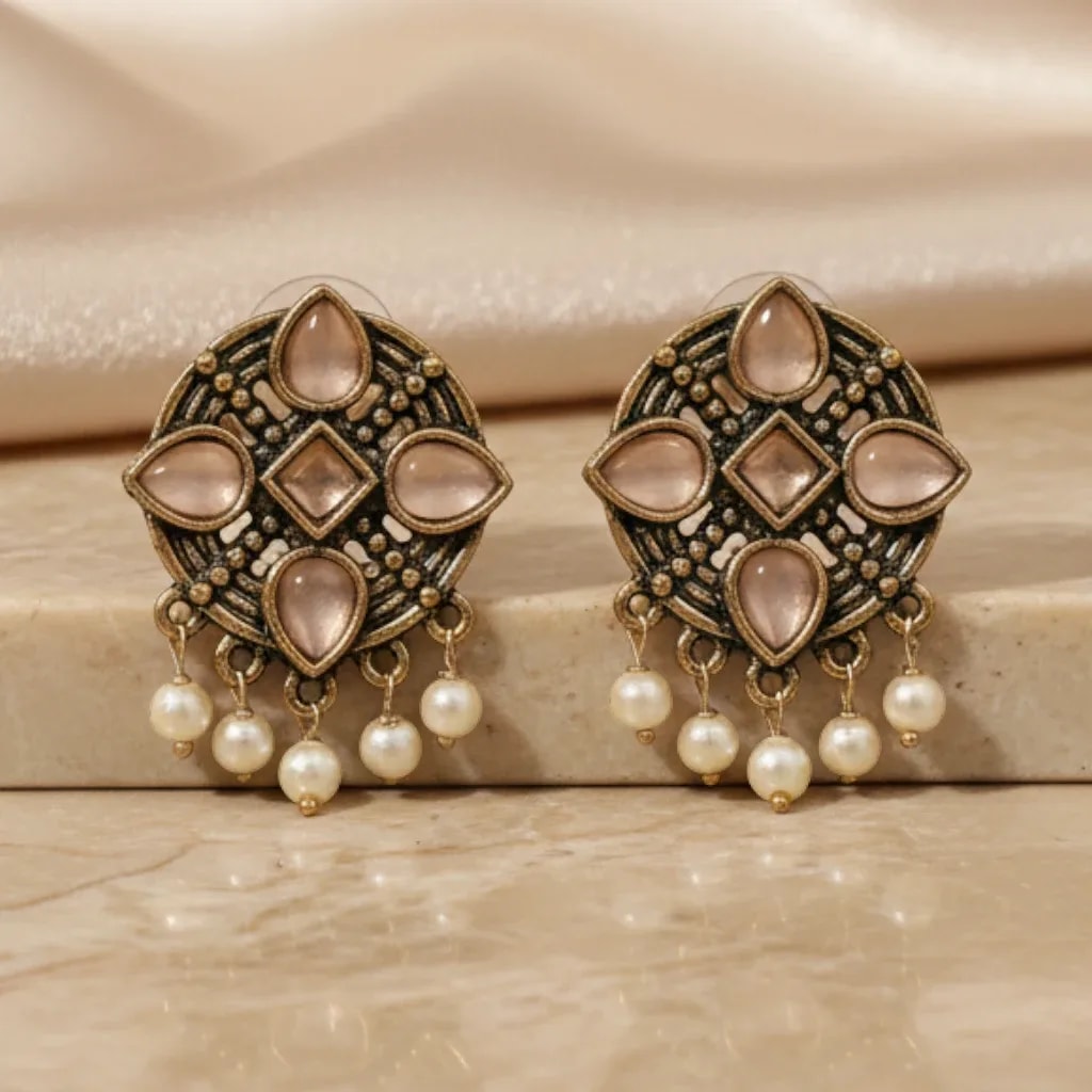 Traditional Gold-Tone Teardrop Drop Earrings jewellery