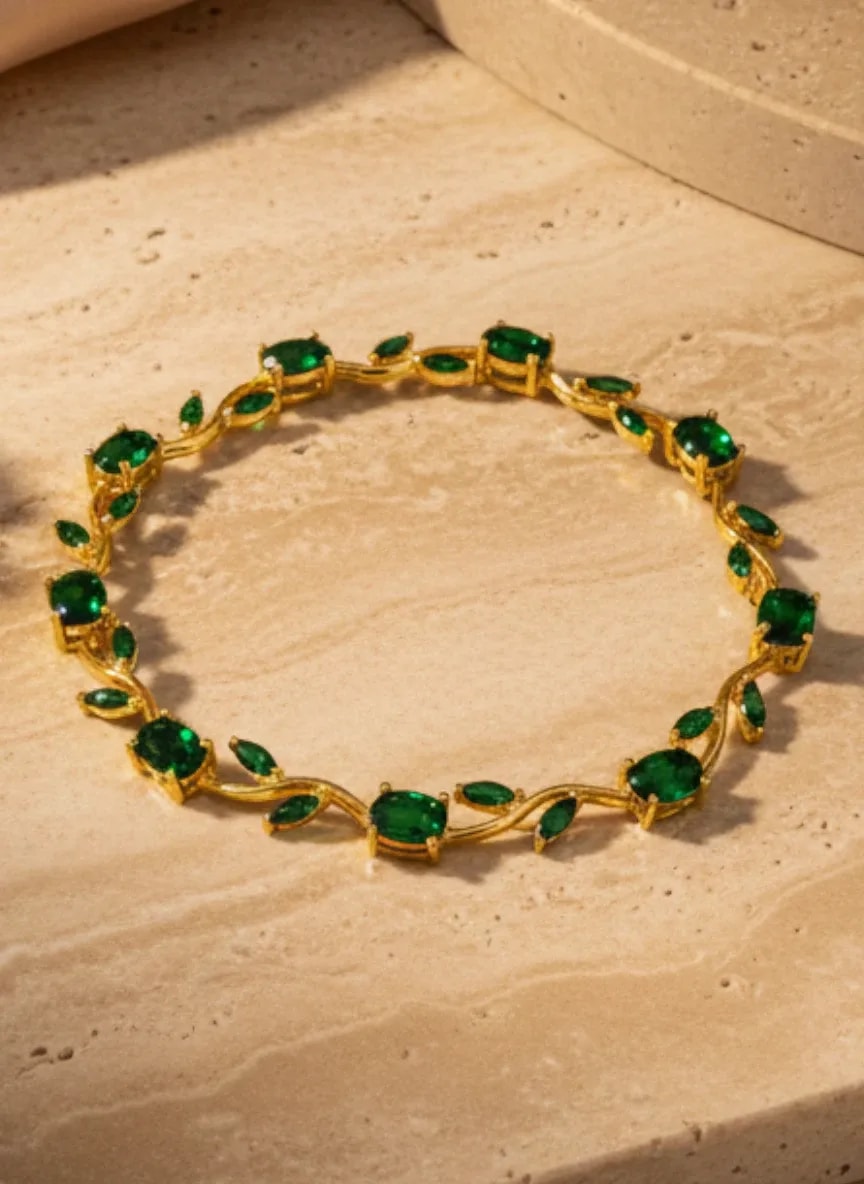 Green Stone Gold-Tone Bracelet jewellery